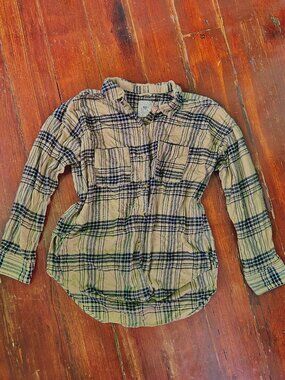 Ripcurl Flannel Olive and Black Button Up Size M